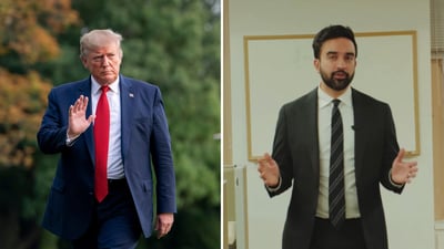 מימין ממדאני מתוך הסרטון, משמאל הנשיא טראמפ