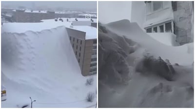 "לא רואים את הגג": העיר הרוסית שנקברה תחת השלג עד לקומה החמישית