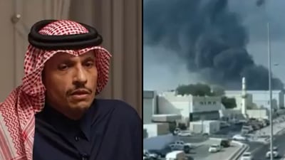 מימין תקיפות בדוחה, משמאל א-תאני בריאיון