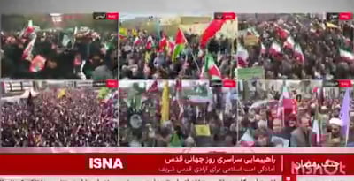 "מוות לטראמפ": האיראנים צועדים ברחובות הערים לציון 'יום אל קודס'