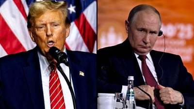 הנשיא פוטין מימין, הנשיא טראמפ משמאל