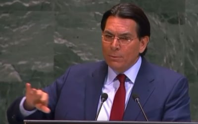 דנון תקף בעצרת האו"ם: "כמה כסף שילמתם לאיראן על מעבר במצר הורמוז?"