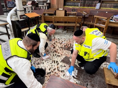 זירת הרצח של הרב ישי פור בכולל חזון איש