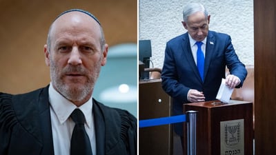 נתניהו בהצבעה למבקר המדינה, משמאל - המבקר החדש מיכאל ראבילו