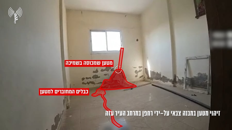 תיעוד מזיהוי המטען שהוסתר בתוך מבנה