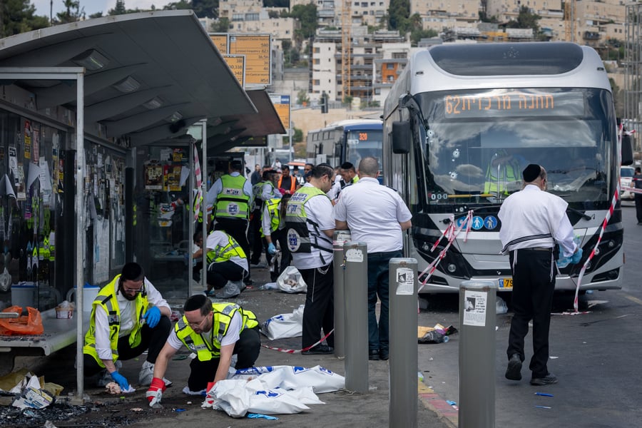 זירת הפיגוע בצומת רמות בירושלים