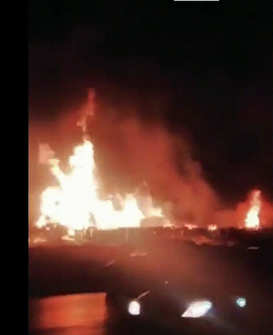 פיצוצים עזים במתקן גז נוזלי באיראן - צפו בלהבות הענק