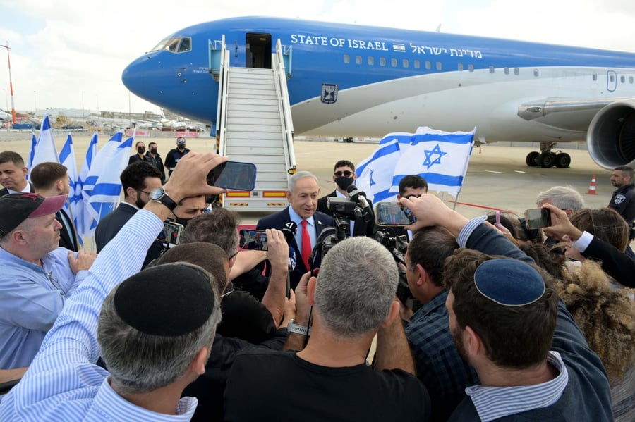 נתניהו לפני המראתו לוושינגטון