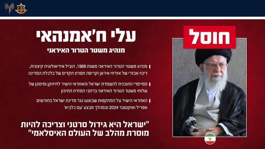 הודעת צה"ל על חיסול חמינאי