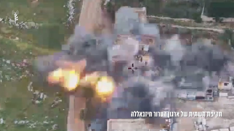 תיעוד בצבע מתקיפות צה"ל לעבר תשתיות של ארגון הטרור חיזבאללה בדרום לבנון