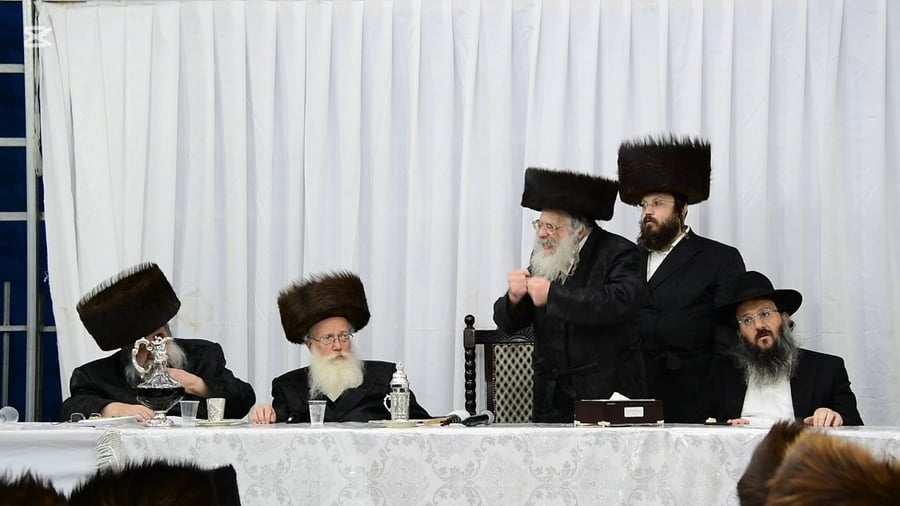 האדמו"ר מחוג חתם סופר שליט"א בשמחת בית השואבה | צילום: שוקי לרר