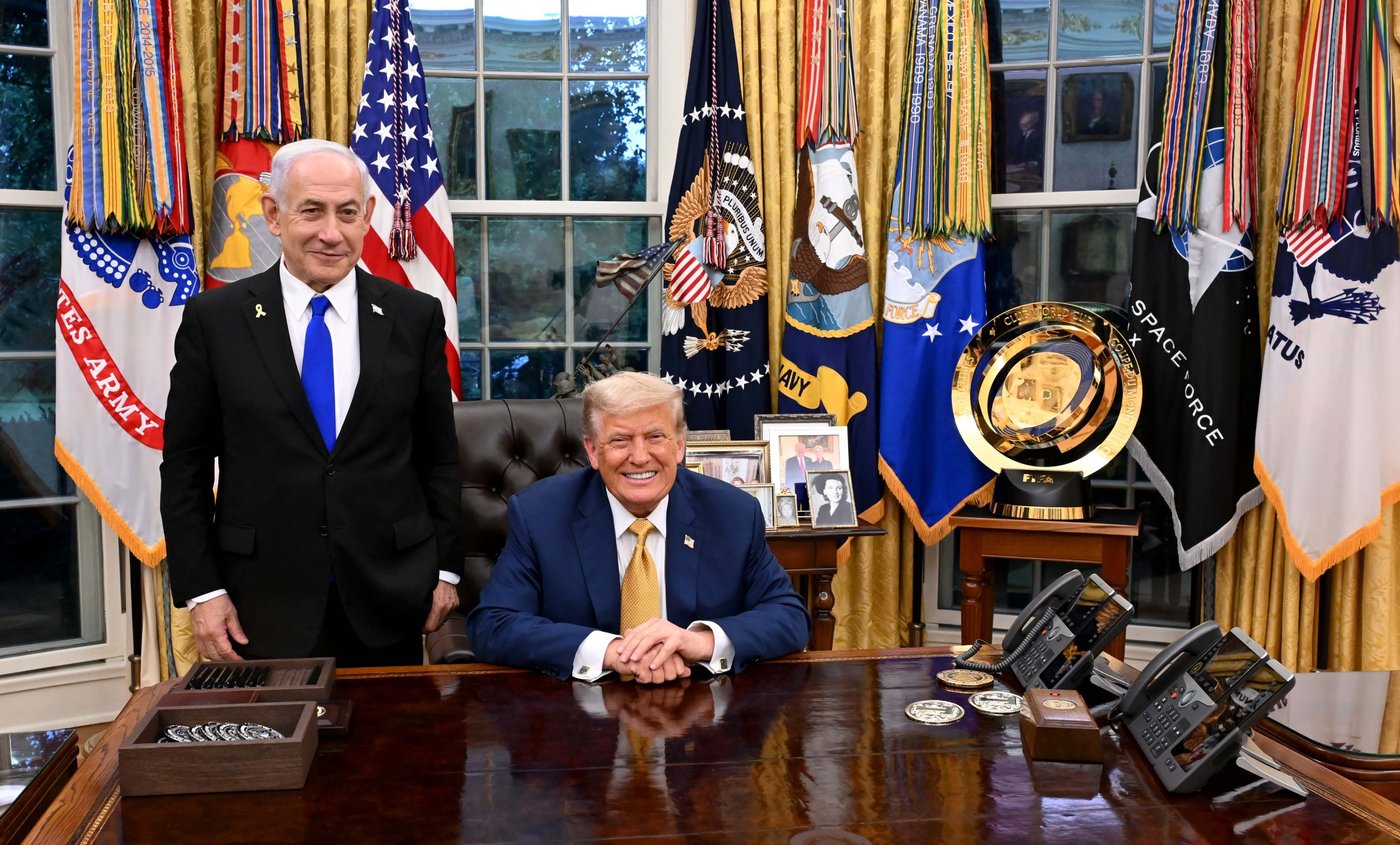 נתניהו וטראמפ בחדר הסגלגל