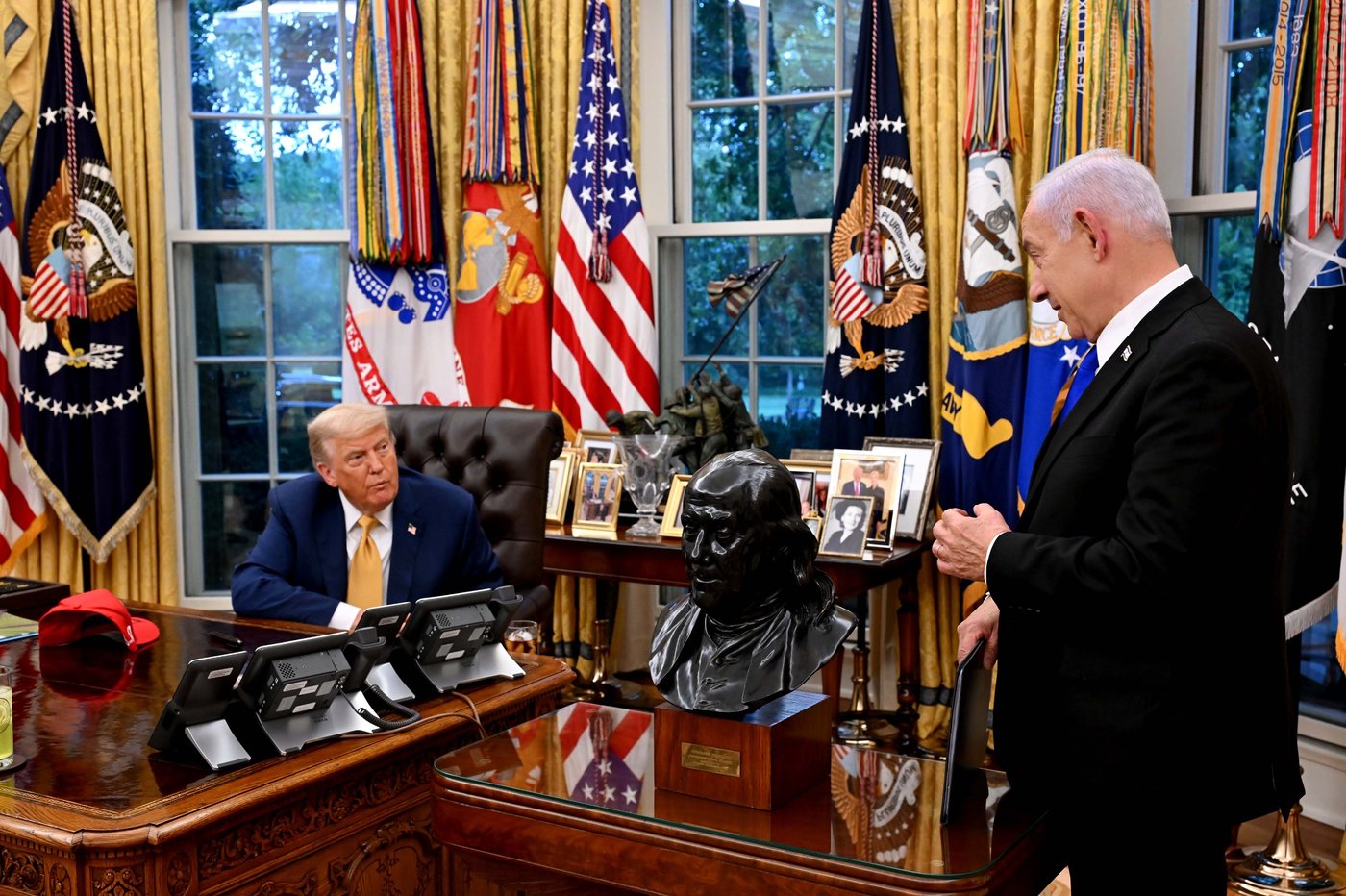 נתניהו וטראמפ בבית הלבן, הלילה