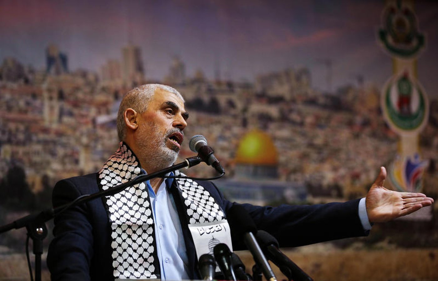 יחיא סינוואר בנאום ברצועת עזה לפני כ5 שנים