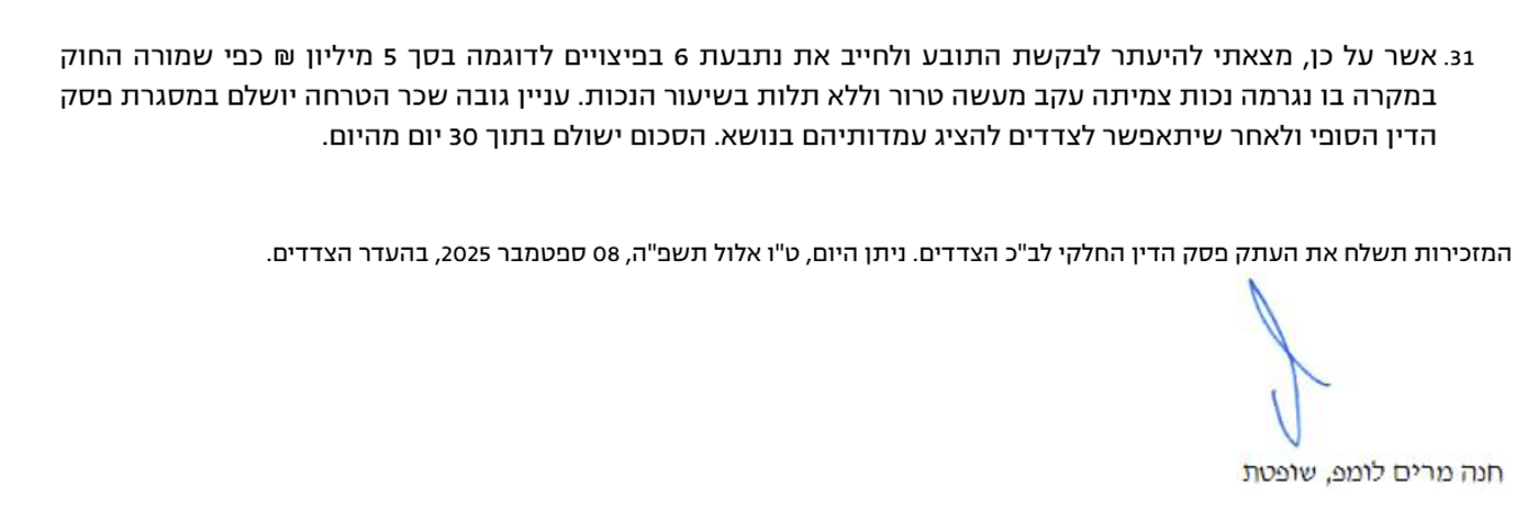 סיכום פסק הדין