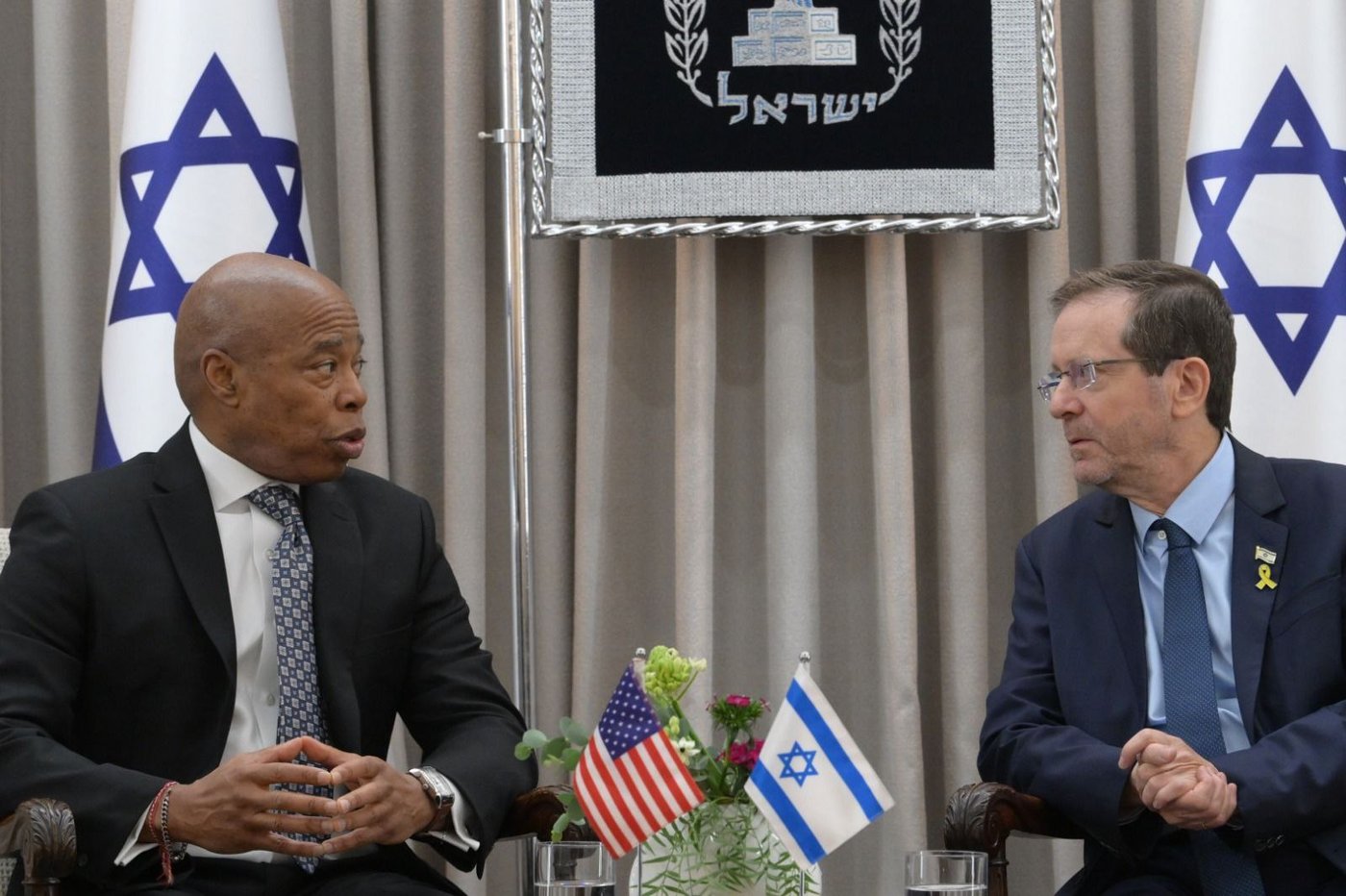 נשיא המדינה בפגישתו עם ראש עיריית ניו יורק היוצא אריק אדמס