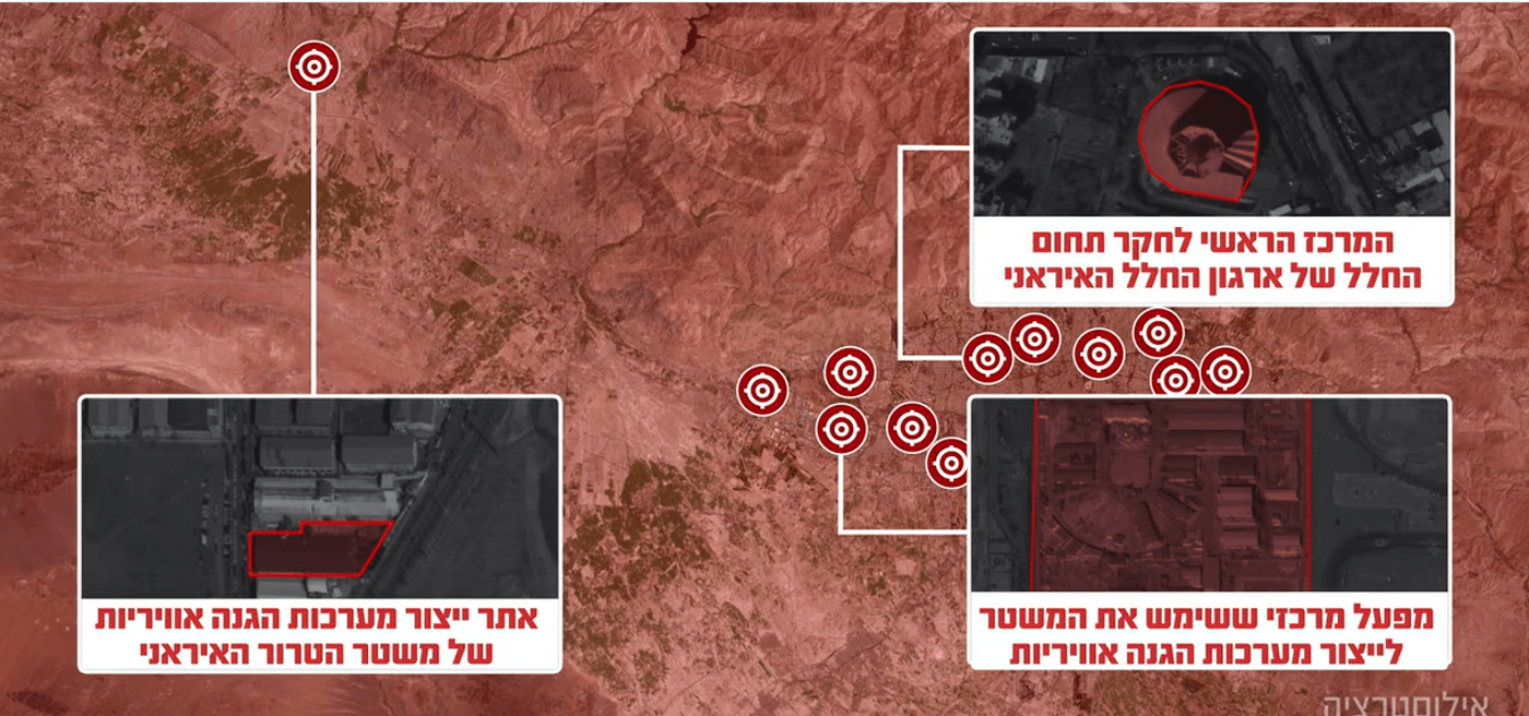 בנק המטרות - צה"ל מפרסם על פגיעה במרכז חקר החלל