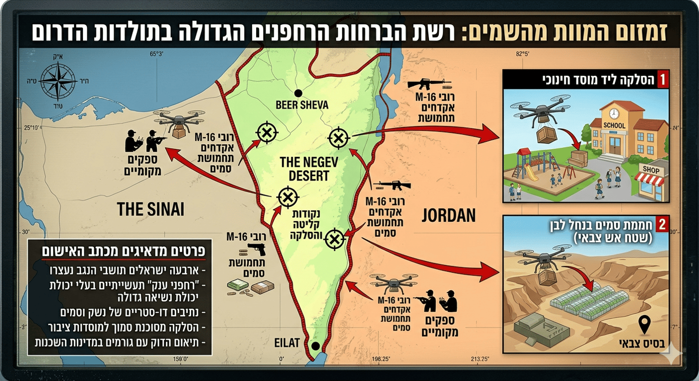 מפת ההברחות שנחשפה בגבול הדרום