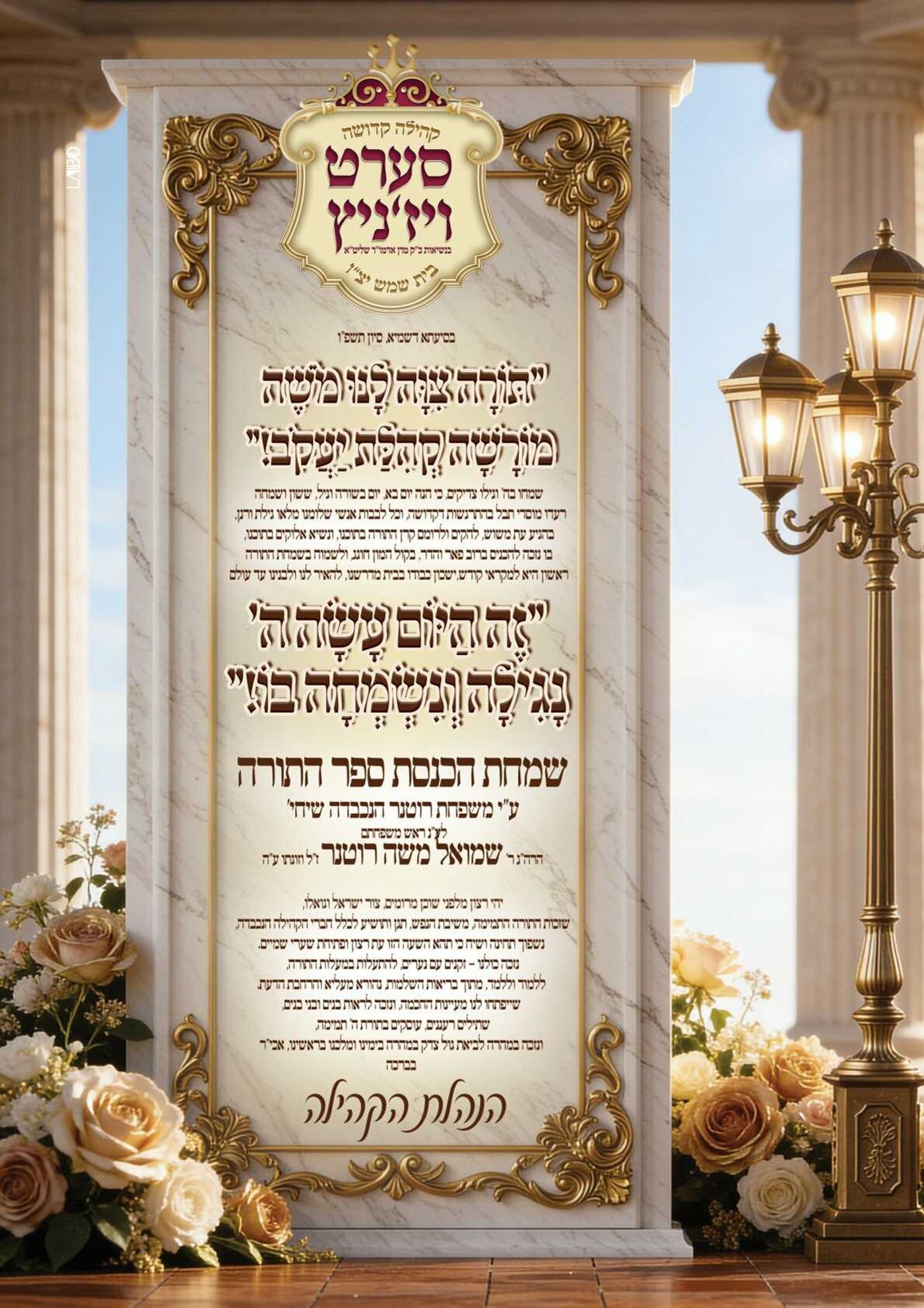 הכנסת ספר תורה בסערט ויז'ניץ