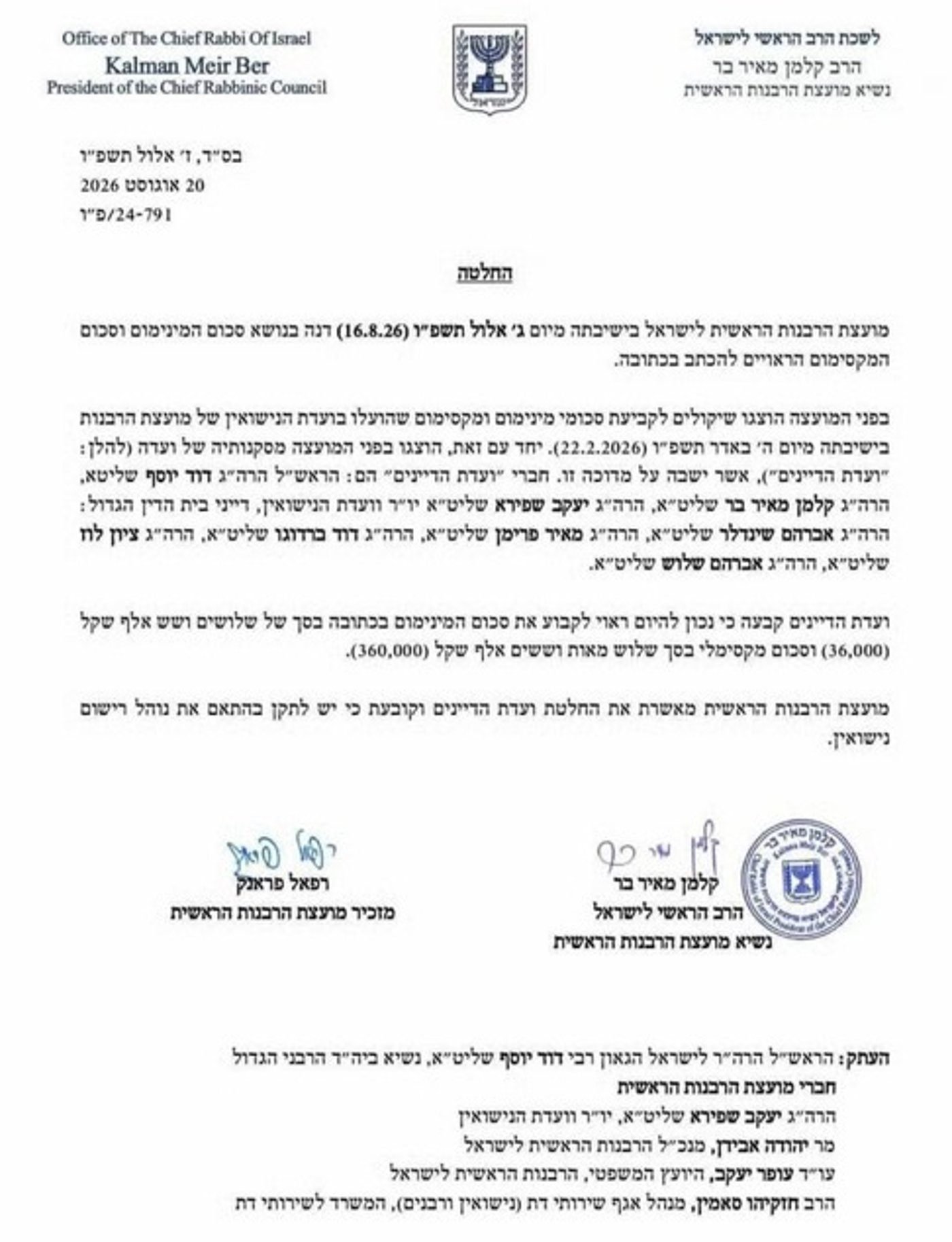 מהפכה בכתובות: מועצת הרבנות קובעת מחדש את גבולות ההתחייבות