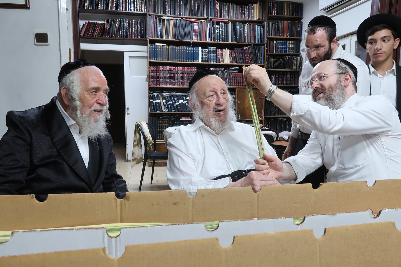 מרן ראש הישיבה הגאון רבי ברוך דב פוברסקי שליט"א בבדיקת לולבים