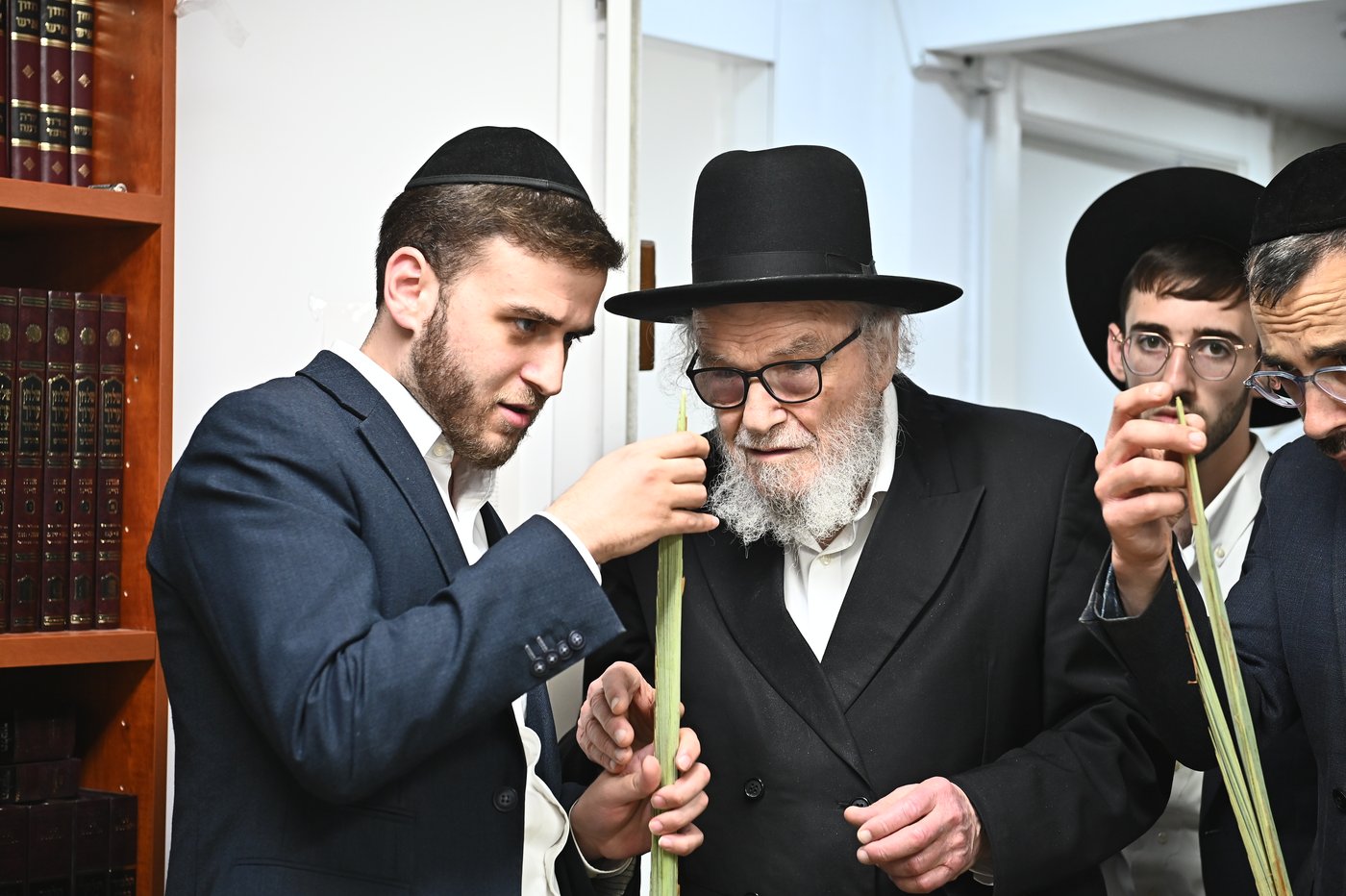 הגאון רבי משה הלל הירש שליט"א בבדיקת הלולבים