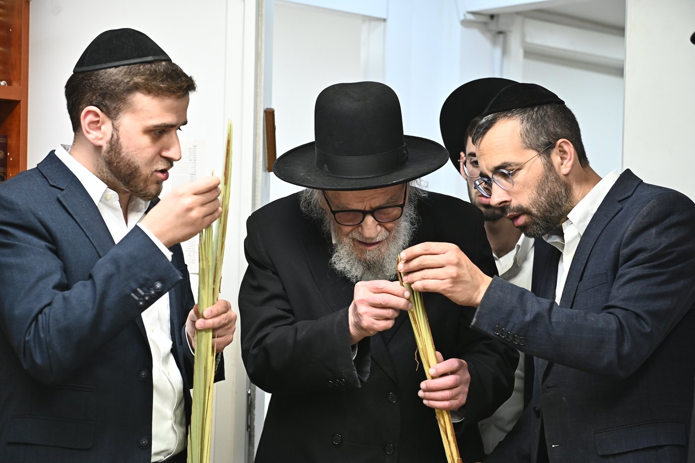 הגאון רבי משה הלל הירש שליט"א בבדיקת הלולבים