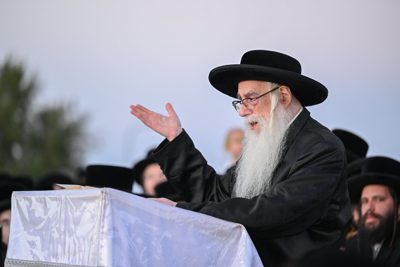 האדמו"ר מצאנז בתשליך | צילום: משה גולדשטיין