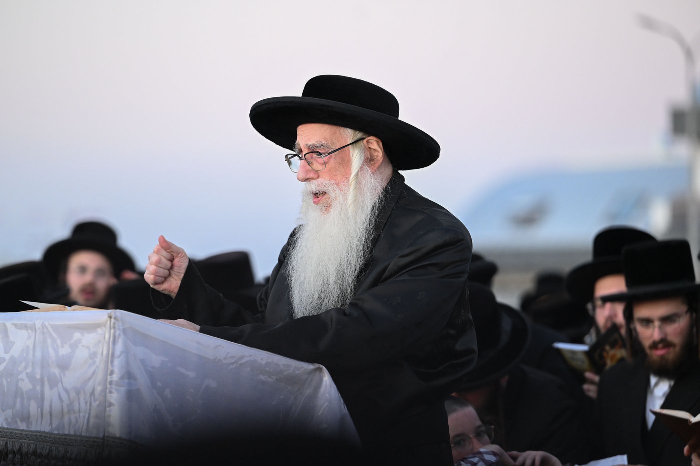 האדמו"ר מצאנז בתשליך | צילום: משה גולדשטיין