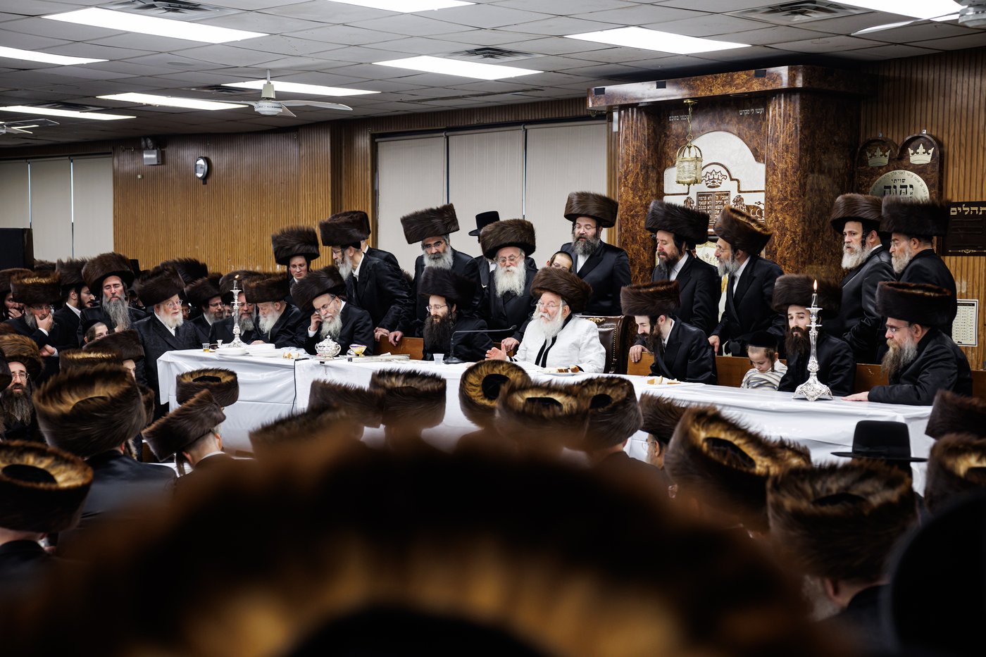 טיש ערב יום הכיפורים בצל האדמו"ר מבאבוב שליט"א | צילום: אחים לאנטשעווסקי
