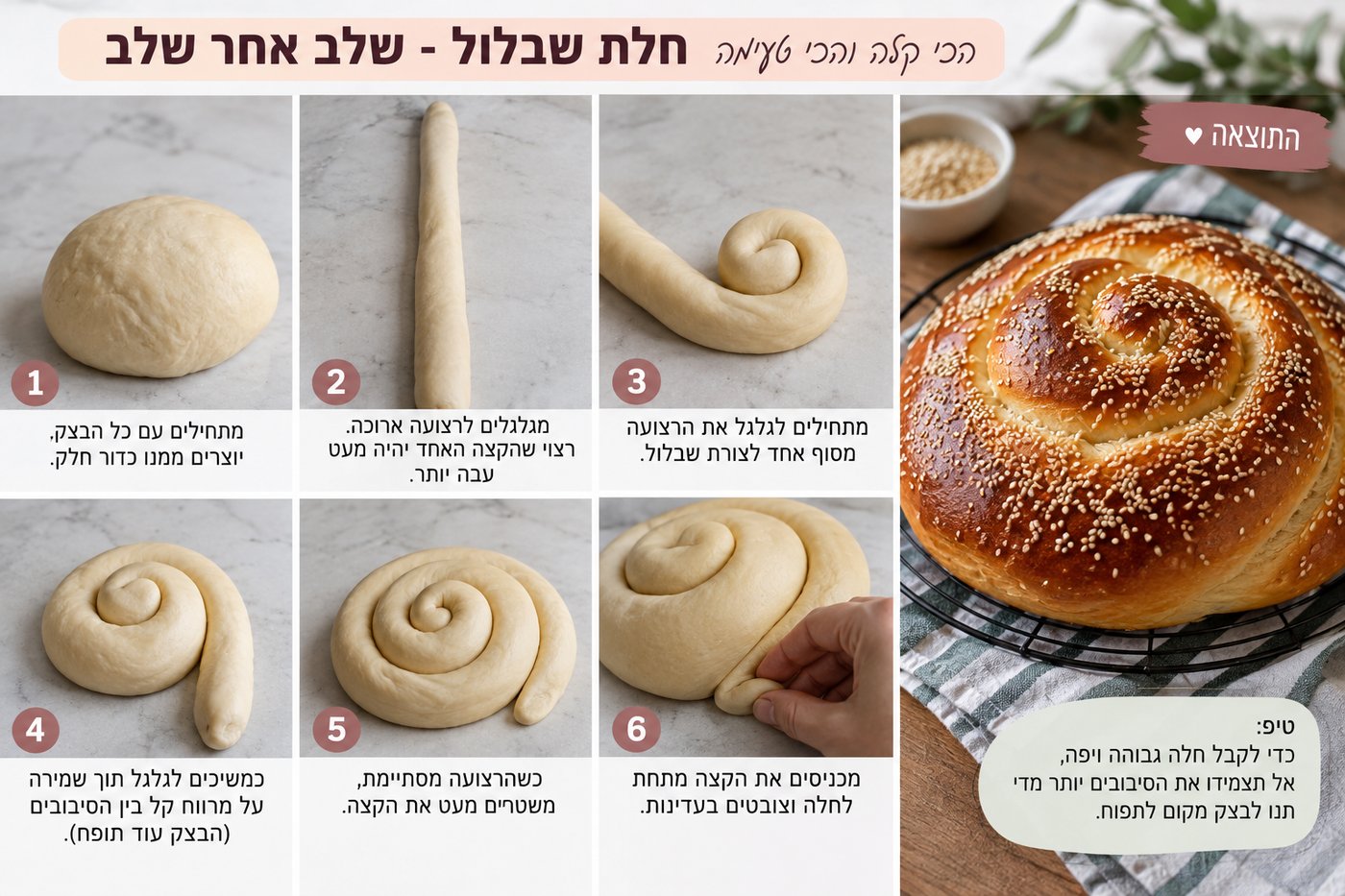 5 צורות מרהיבות לחלה עגולה – מעבר לשבלול הרגיל