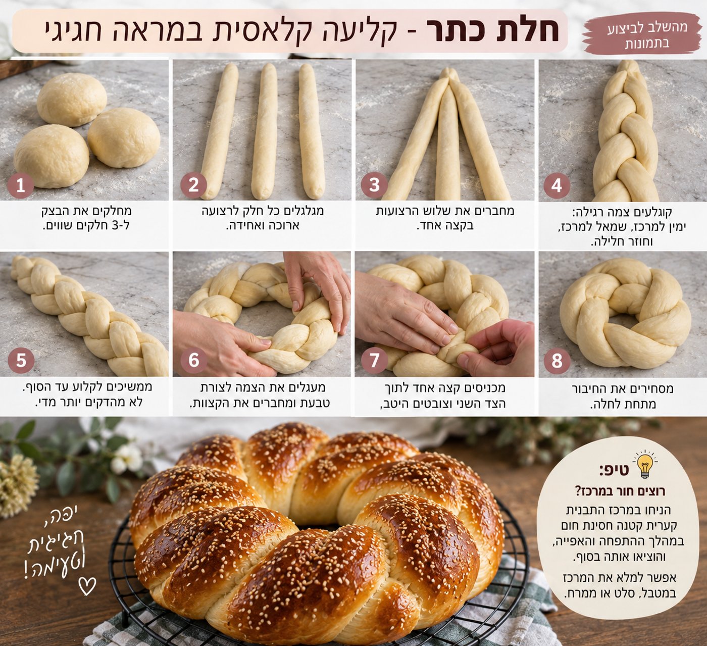 5 צורות מרהיבות לחלה עגולה – מעבר לשבלול הרגיל
