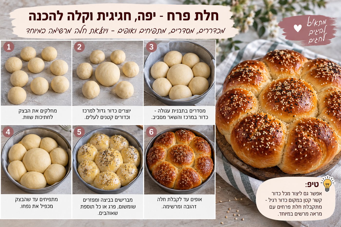 5 צורות מרהיבות לחלה עגולה – מעבר לשבלול הרגיל