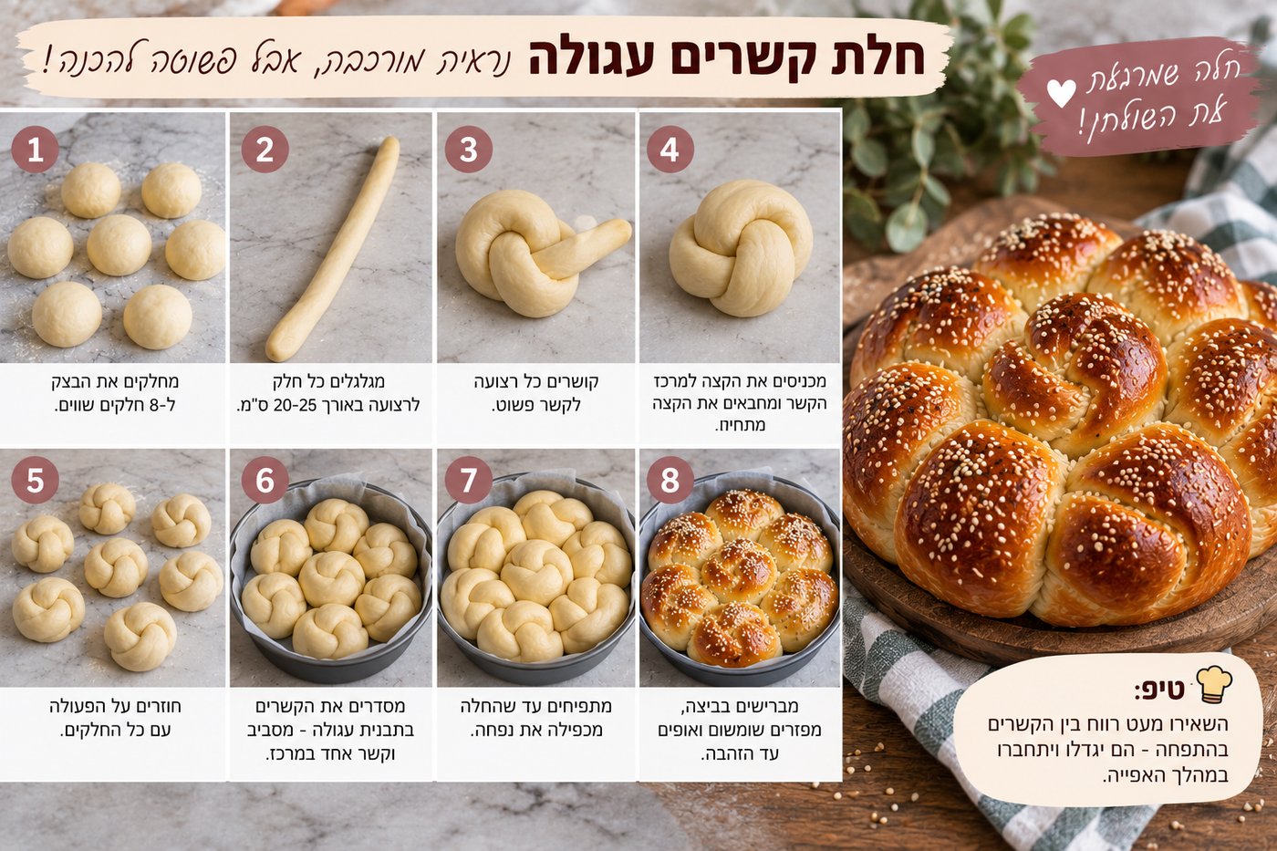 5 צורות מרהיבות לחלה עגולה – מעבר לשבלול הרגיל