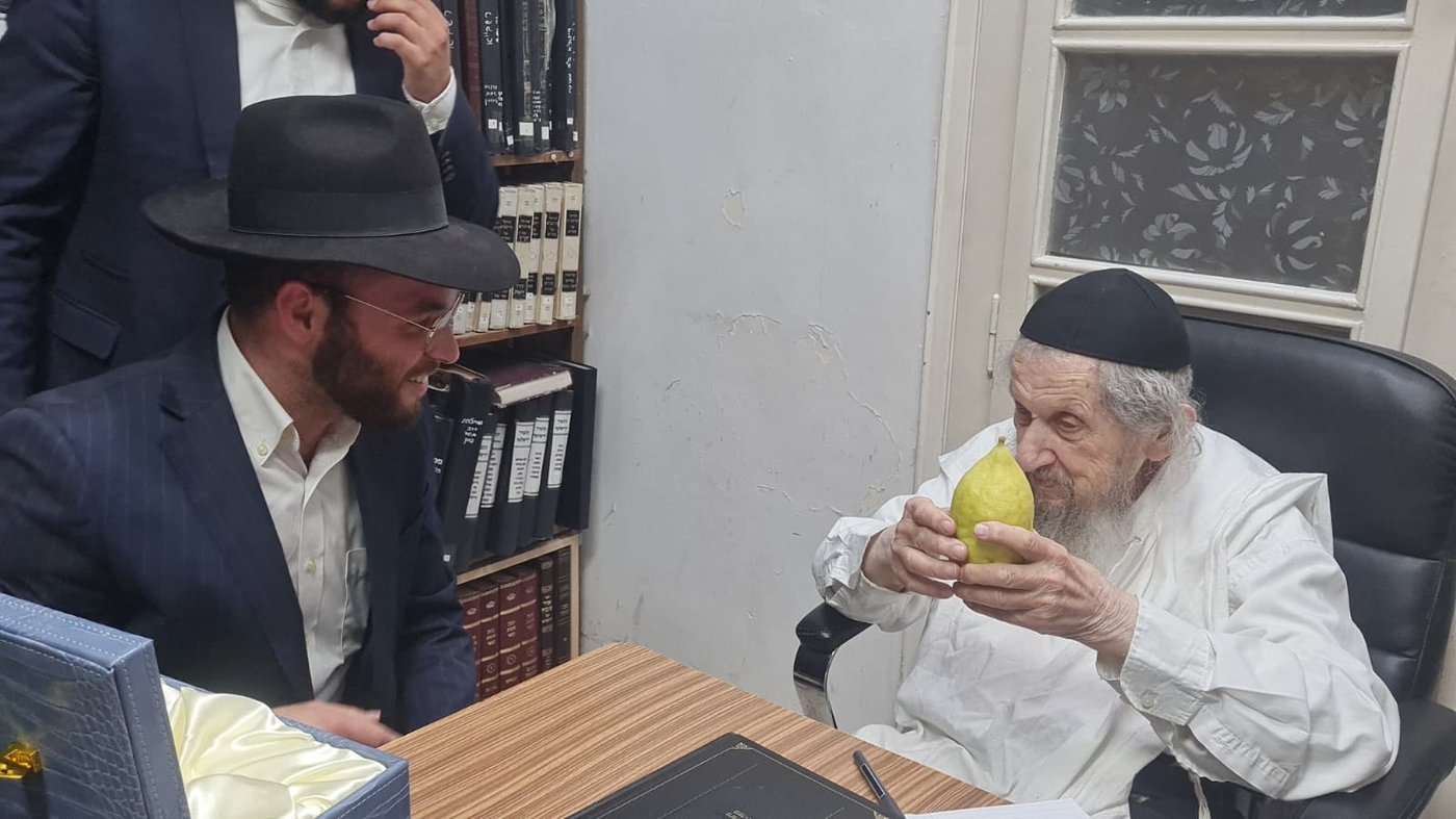מרן ראש הישיבה הגאון רבי דב לנדו שליט"א בבדיקת אתרוגים