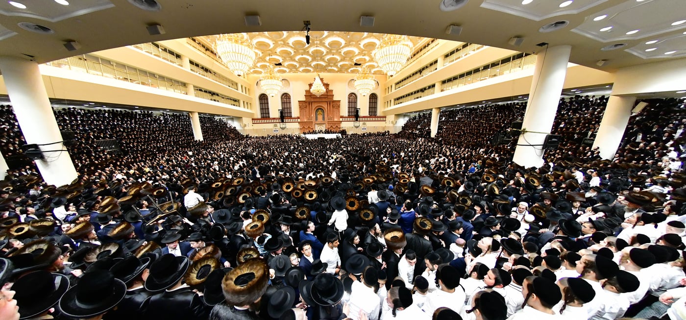 האדמו"ר מויז'ניץ שליט"א בטיש חול המועד סוכות | צילום: שוקי לרר