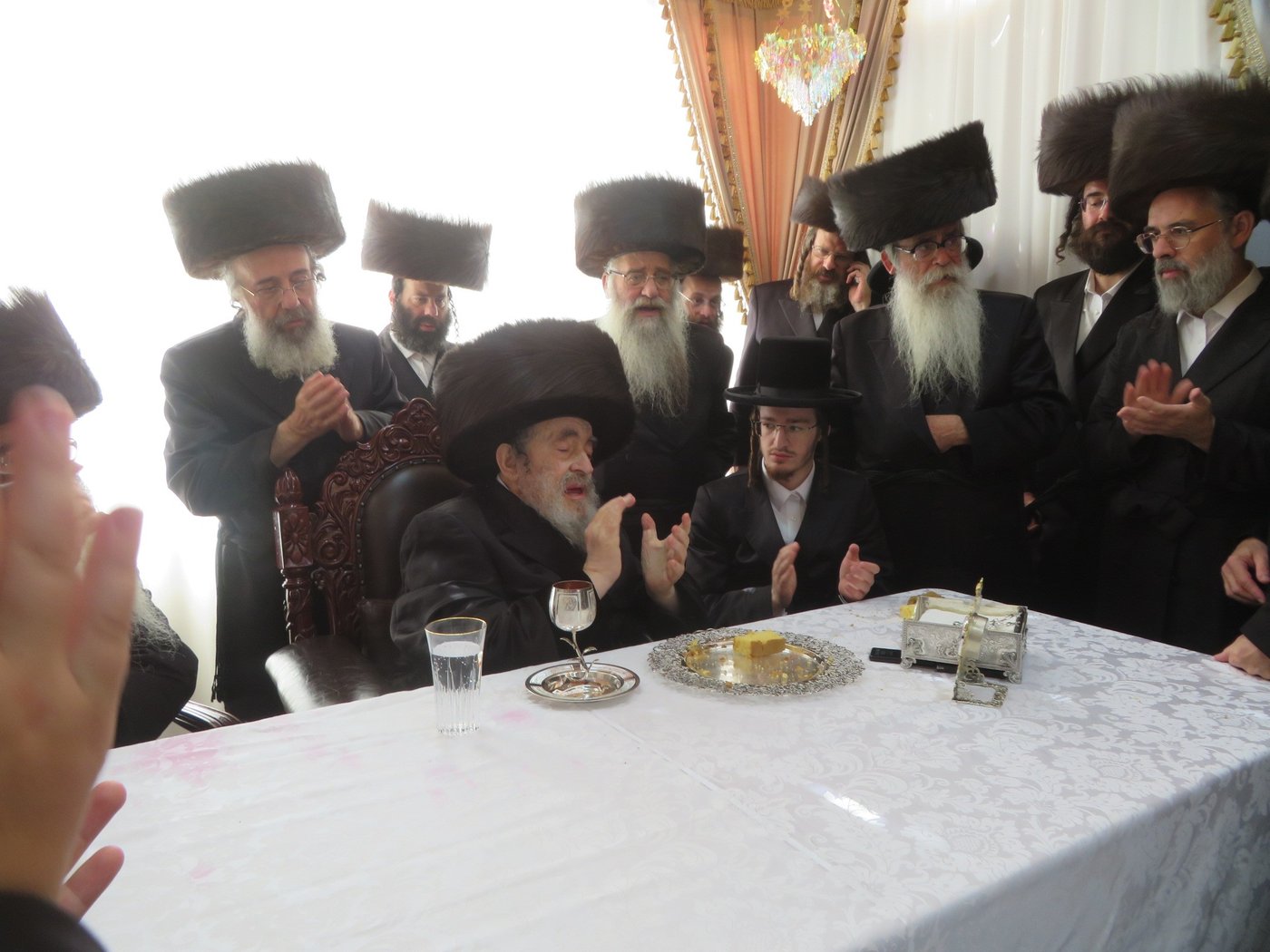 האדמו"ר מויז'ניץ שליט"א בלחיים לרגל נישואי בן הבית | צילום: באדיבות המצלם