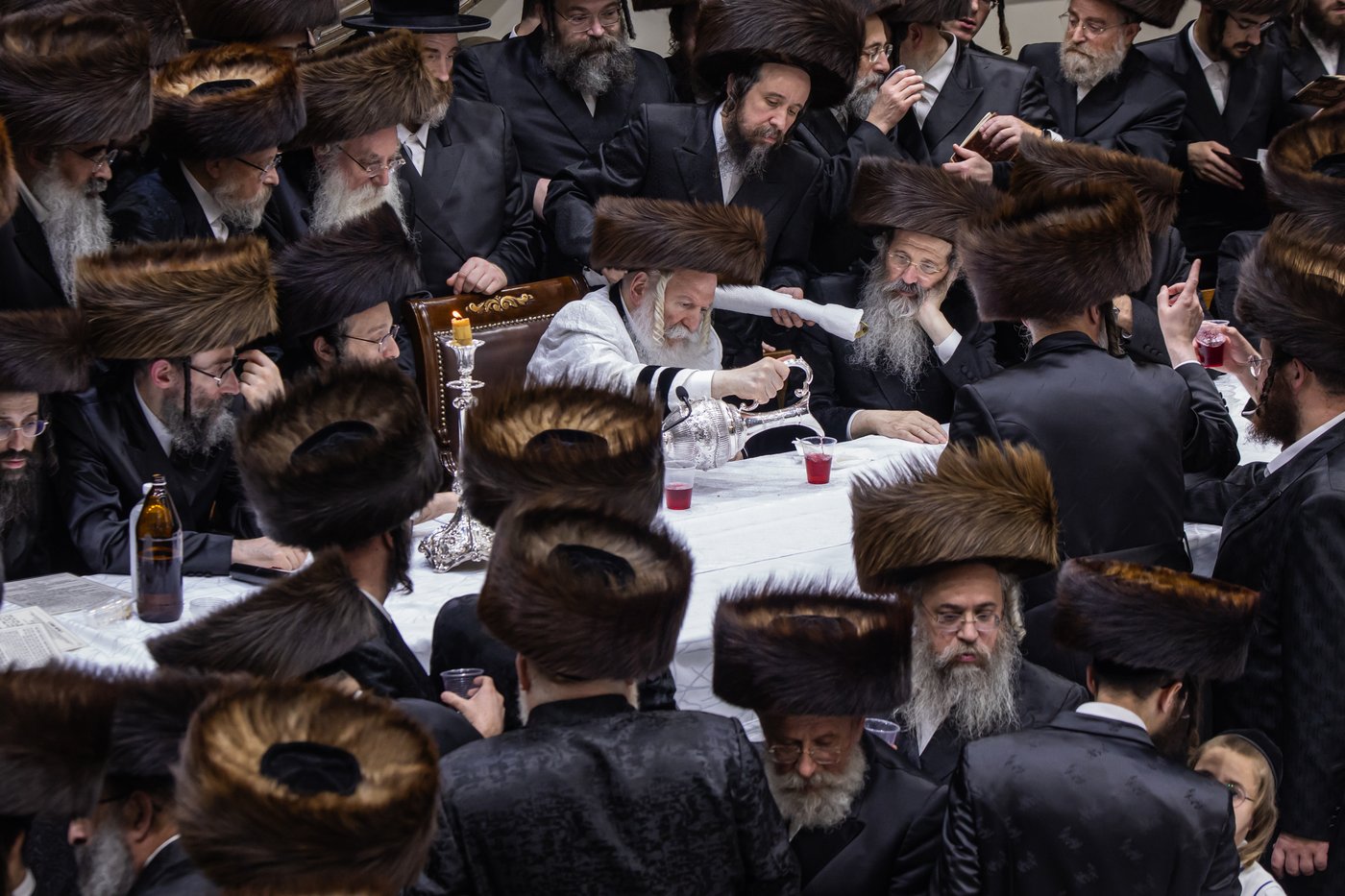 הושענא רבה בחצר הקודש באבוב | צילום: אחים לאנטשעווסקי