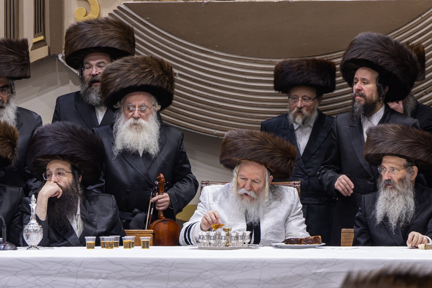 הושענא רבה בחצר הקודש באבוב | צילום: אחים לאנטשעווסקי