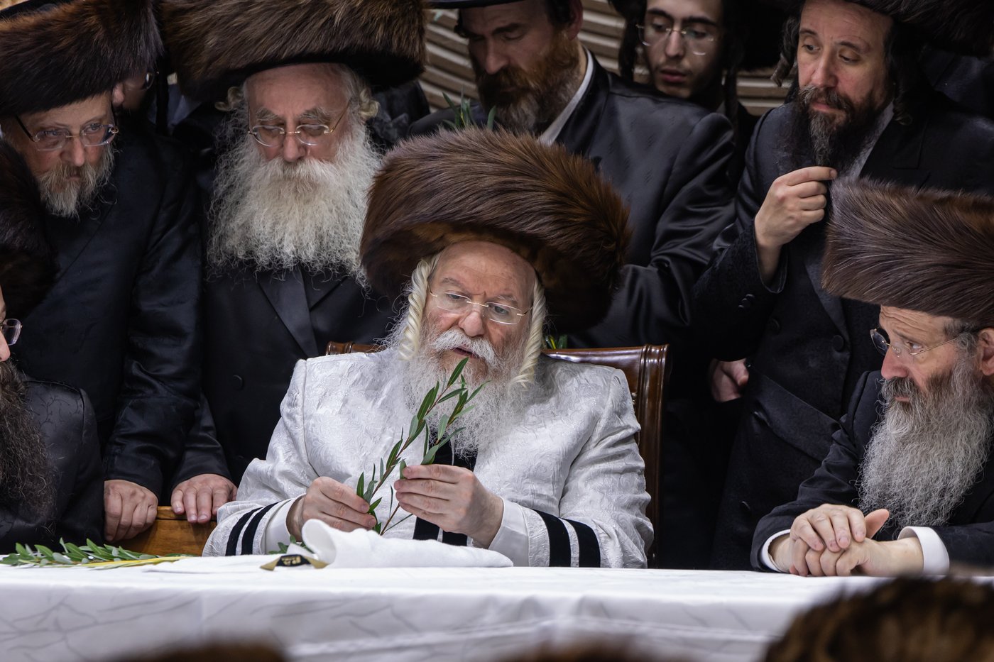 הושענא רבה בחצר הקודש באבוב | צילום: אחים לאנטשעווסקי