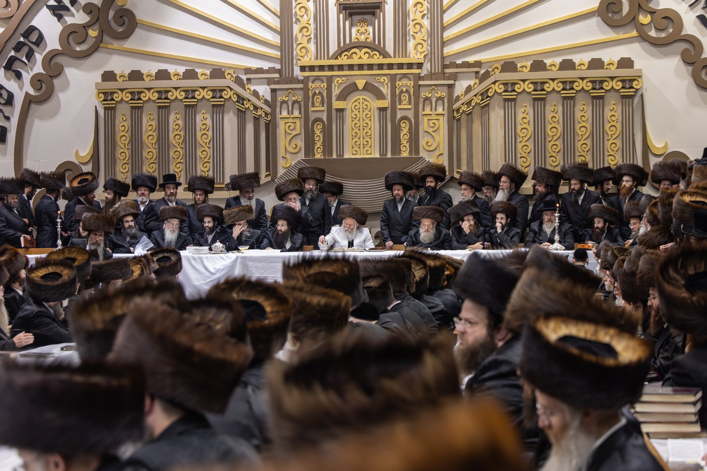 הושענא רבה בחצר הקודש באבוב | צילום: אחים לאנטשעווסקי