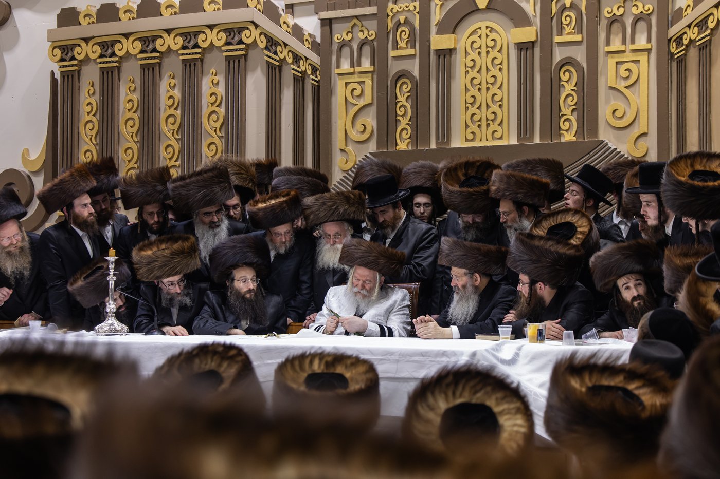 הושענא רבה בחצר הקודש באבוב | צילום: אחים לאנטשעווסקי