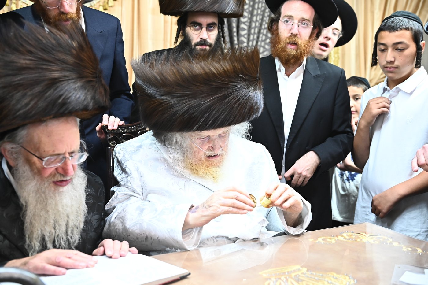 הגאון רבי משה שטרנבוך שליט"א בקבלת ספר התורה הזעיר | צילום: שוקי לרר