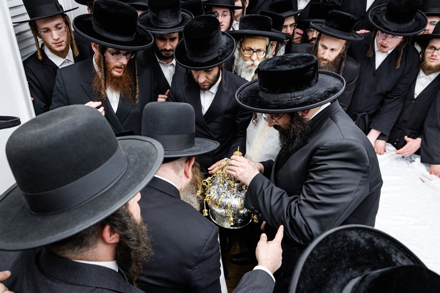 הכנסת ספר התורה בחצר סאטמר | צילום: יוסי גאלדבערגער - היי רעז