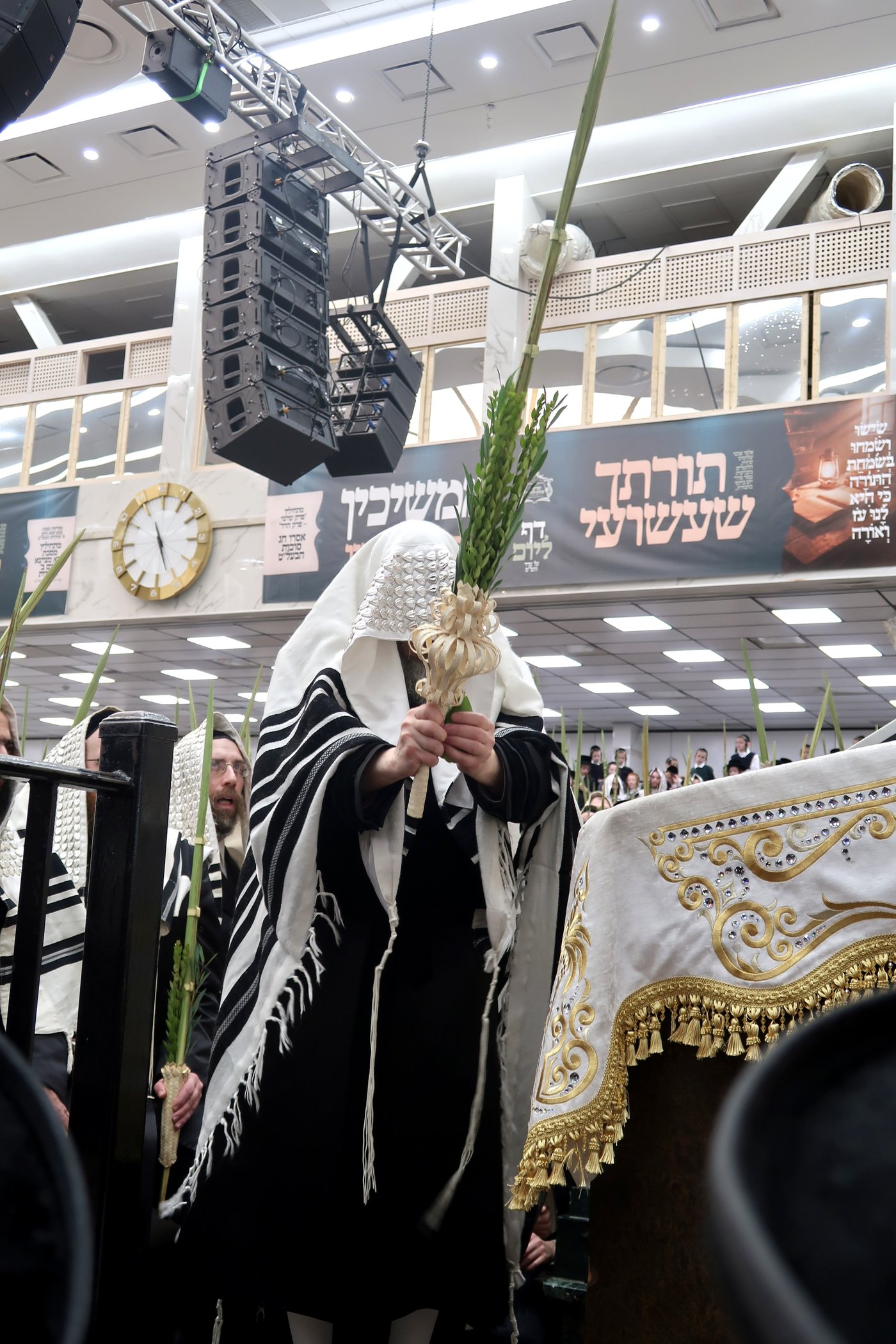 האדמו"ר מסאטמר שליט"א בעבודת הנענועים | צילום: בחצרות סאטמאר