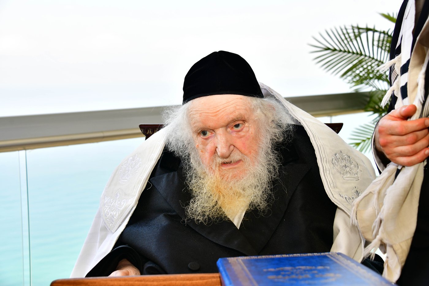 הגאון רבי משה שטרנבוך שליט"א בתפילת שחרית בנתניה | צילום: שוקי לרר