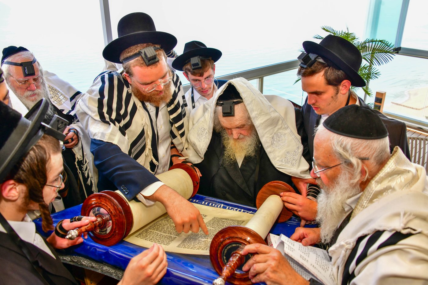 הגאון רבי משה שטרנבוך שליט"א בתפילת שחרית בנתניה | צילום: שוקי לרר