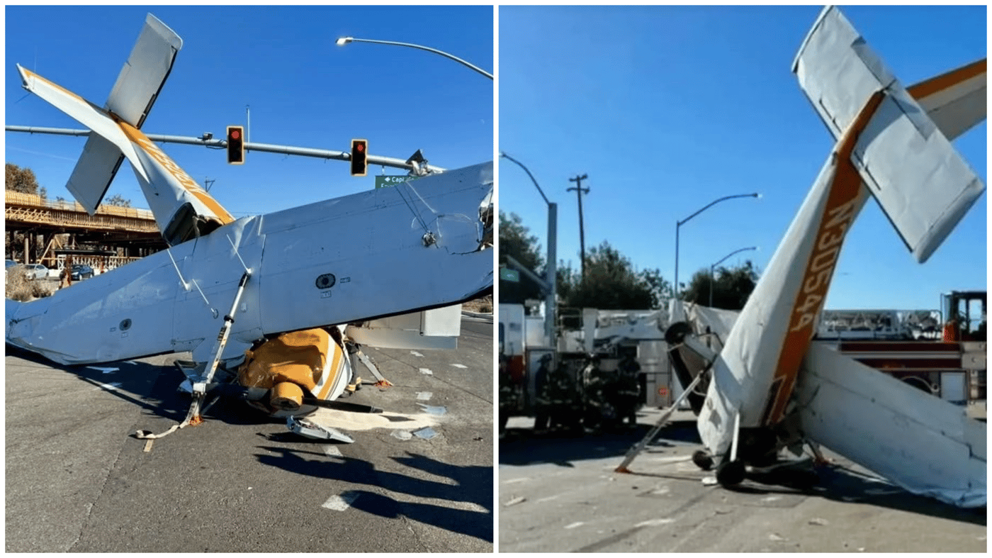 מצלמת רכב תיעדה: מטוס קל התרסק על כביש לאחר כשל במנוע