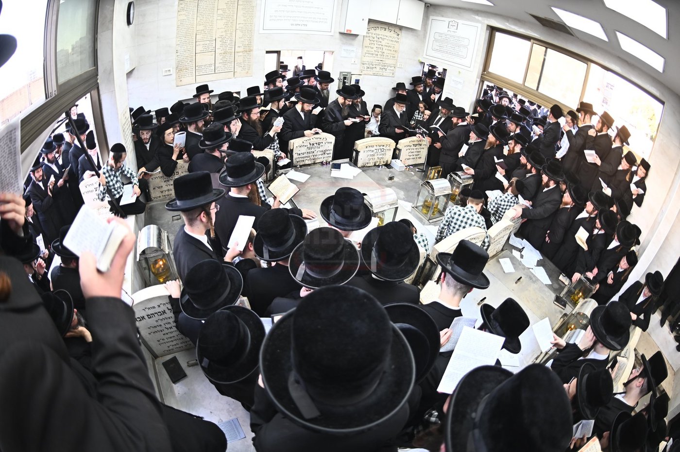האדמו"ר מסערט ויז'ניץ בתפילה באוהל בית ויז'ניץ בבני ברק