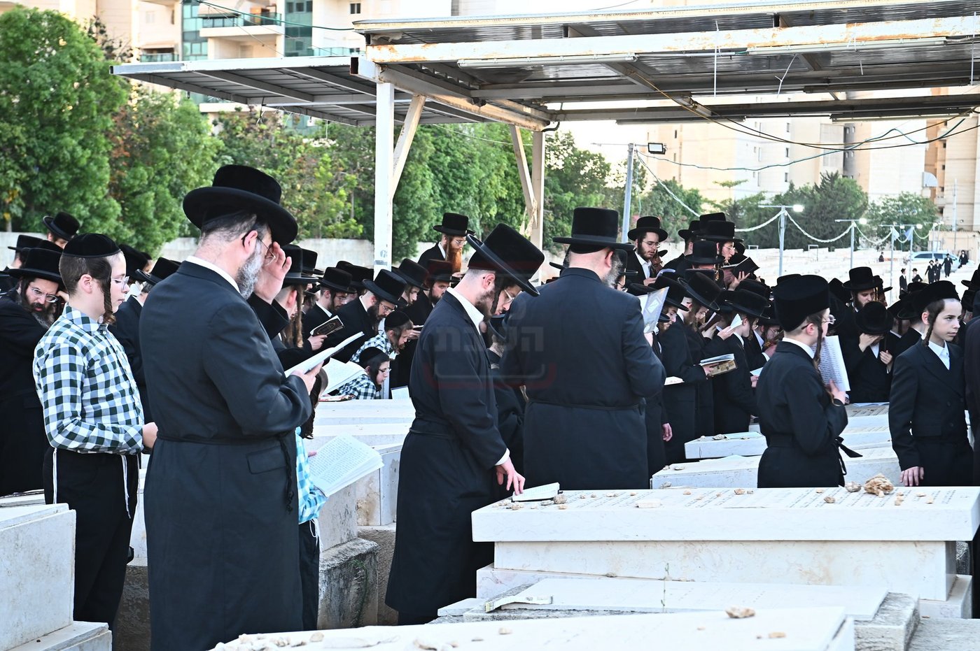 האדמו"ר מסערט ויז'ניץ בתפילה באוהל בית ויז'ניץ בבני ברק